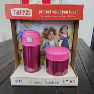 Thermos Funtainer Pink Lunch Set 10 12 Ounce Bottle Container Hot Cold